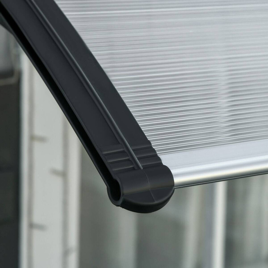 Outsunny Pultvordach für die Haustür aus Aluminium und Polycarbonat in Schwarz und Transparent, B/H/L: 96 x 27 x 303 cm - Bild 3