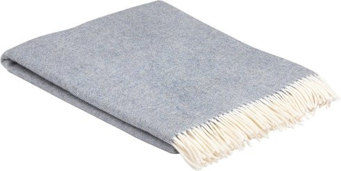 McNutt Merinowolle Decke in Blaugrau mit Fransen - Bild 1