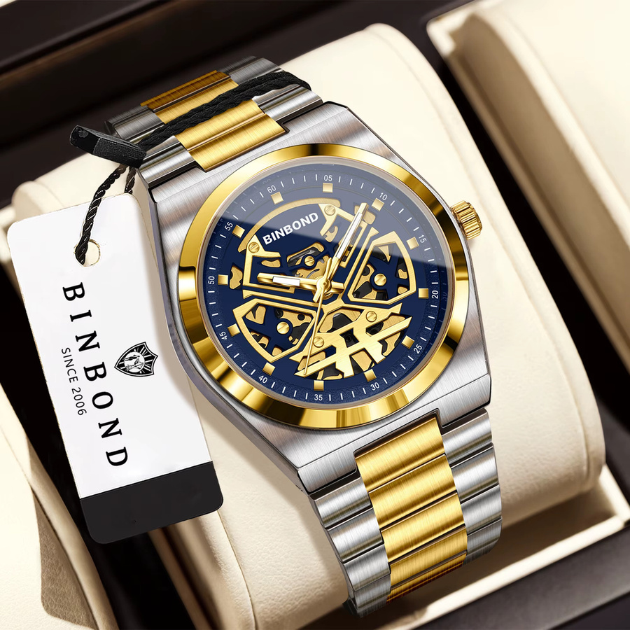 BINBOND Armbanduhr Quarz, Edelstahl, Blau, Herren - Bild 2