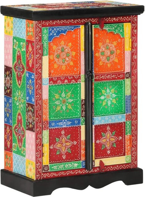 vidaXL Sideboard aus Mango-Massivholz mit Türen, handbemalt, multicolor, B/T/H: 53 x 30 x 75 cm - Bild 1