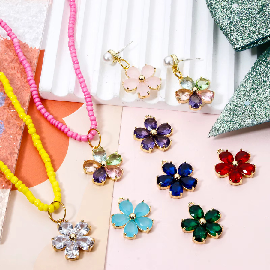 DoreenBeads Blumen-Charms, Messing, 18 Karat vergoldet, Gold, 21 mm x 18,5 mm - Bild 3