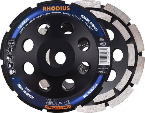 Rhodius PROline Diamantschleiftopf DS10 für Beton, Durchmesser: 125 mm, Breite: 5,0 mm, Höhe: 8,0 mm, Bohrung: 22,23 mm, Schwarz - Bild 1