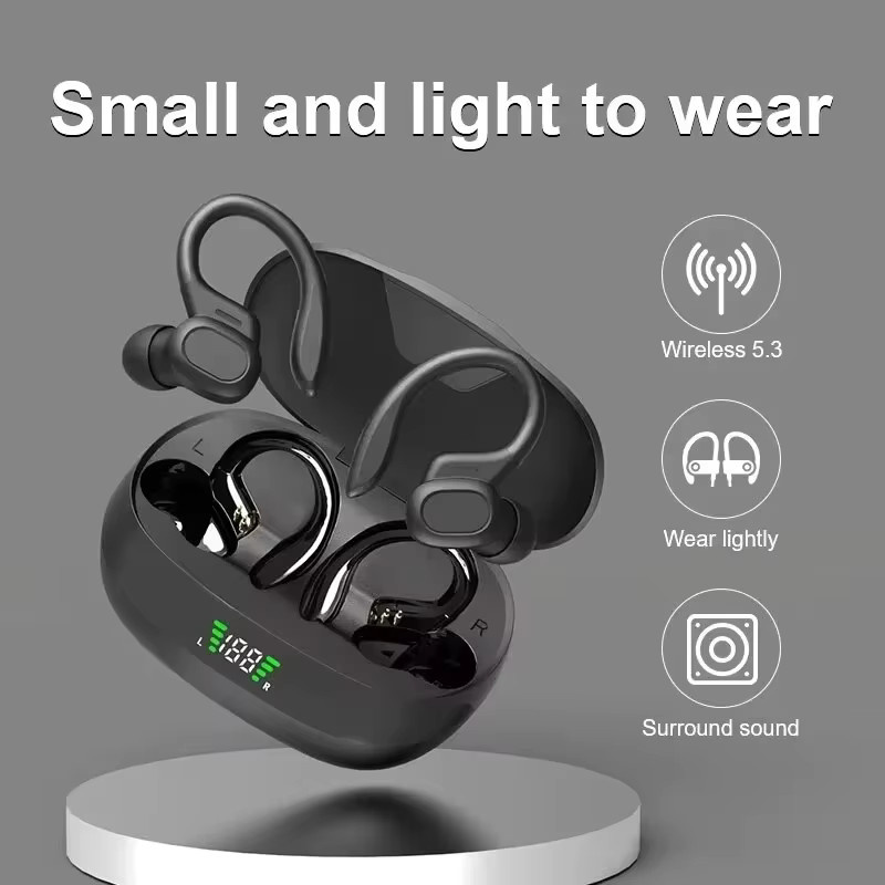 Lenovo Original EarHook Sport-Kopfhörer, kabellose Bluetooth In-Ear-Headsets mit digitaler Anzeige und Geräuschunterdrückung in Schwarz - Bild 5