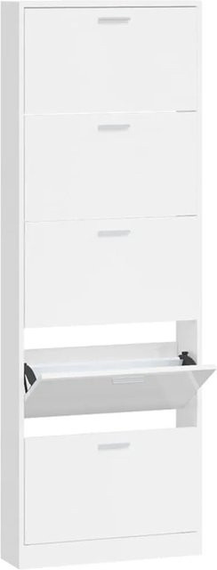 vidaXL Schuhschrank Hochglanz-Weiß mit Klappfächern, Wandmontage, B/T/H: 59 x 17 x 169 cm - Bild 1