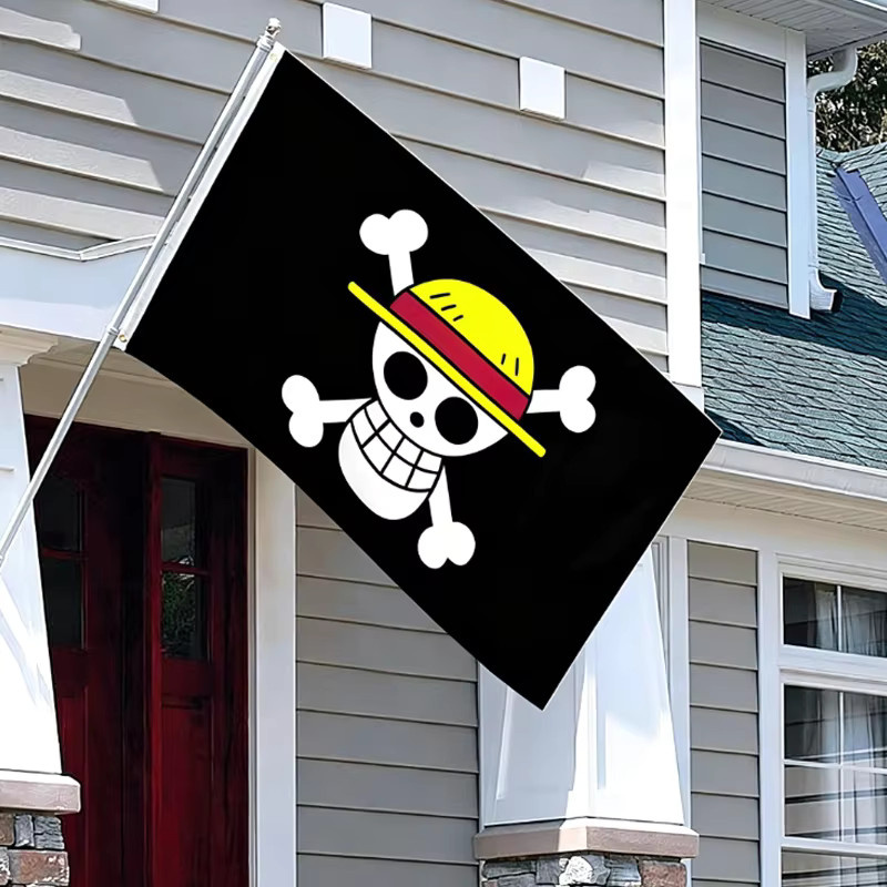 Bandai One Piece Piratenflagge Wanddekoration mit Totenkopf, B: 150 cm, H: 90 cm - Bild 4