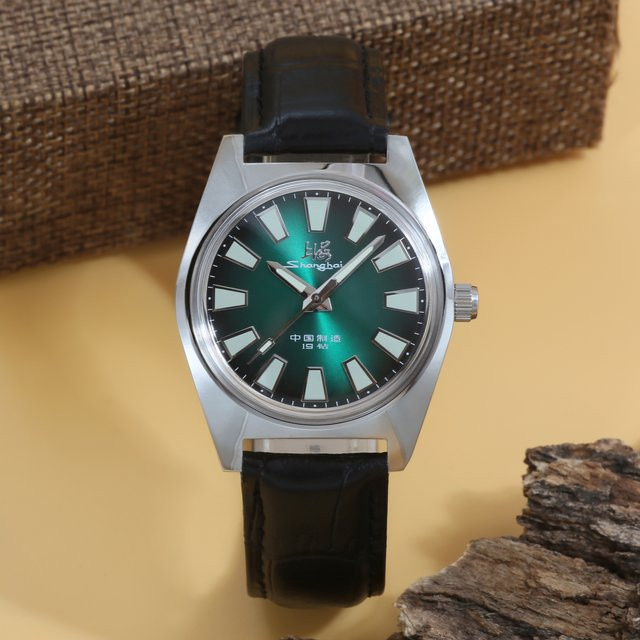 HEIMDALLR Analoguhr, Handaufzug, Edelstahl, 36 mm, Leder, Herren, Grün - Bild 1