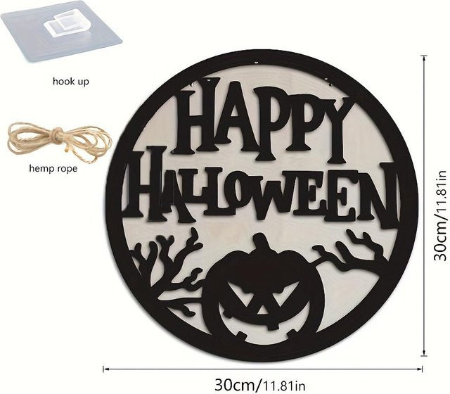 SZ-Damai Halloween Wandbehang Happy Halloween Böser Kürbis in Beige - Bild 1