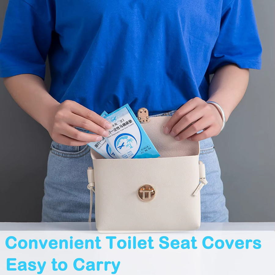 100 Stück Einweg Toilettensitzbezüge transparent für unterwegs und Reisen - Bild 2
