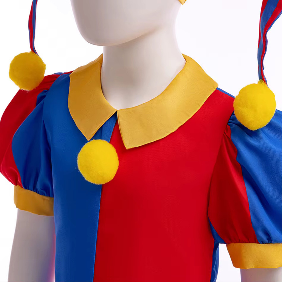 PAMABIBI Pomni Kid Cosplay Kostüm, 4-teiliges Set, Bunt / Mehrfarbig - Bild 3