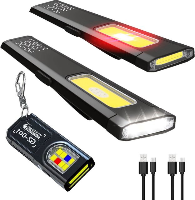 BALDR LED-Schlüsselanhänger-Taschenlampe in Schwarz, 600 lm, wiederaufladbar via USB-C, Mini-Taschenlampe mit Magnet und Flutlichtfunktion - Bild 1