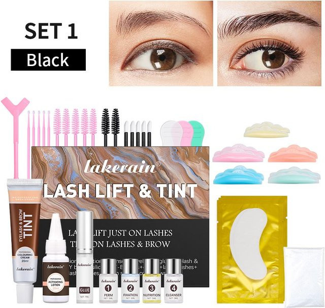 Wimpernlifting- und Färbeset für Augenbrauen, Black - Bild 1
