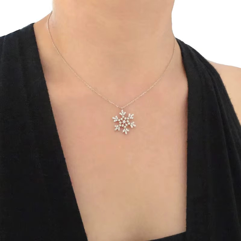 FANGSU Halskette, Schneeflocke, 925 Silber, Zirkonia, Damen - Bild 2