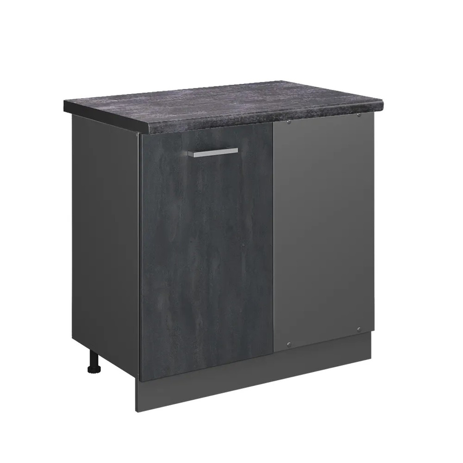 Vicco Eckunterschrank R-Line mit Arbeitsplatte in Schwarz Beton und Anthrazit, Breite: 86 cm - Bild 3