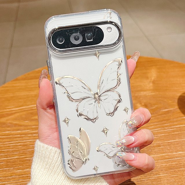 Transparente Handyhülle mit Retro-Schmetterlingsmuster für Google Pixel 9 10 Pro XL 8 7 Pro 7A 8A 9A aus weichem TPU - Bild 1