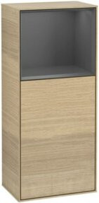 V&B Finion Seitenschrank Anthrazit mit LED-Beleuchtung und Glastür, B: 41,8 cm, H: 93,6 cm - Bild 1