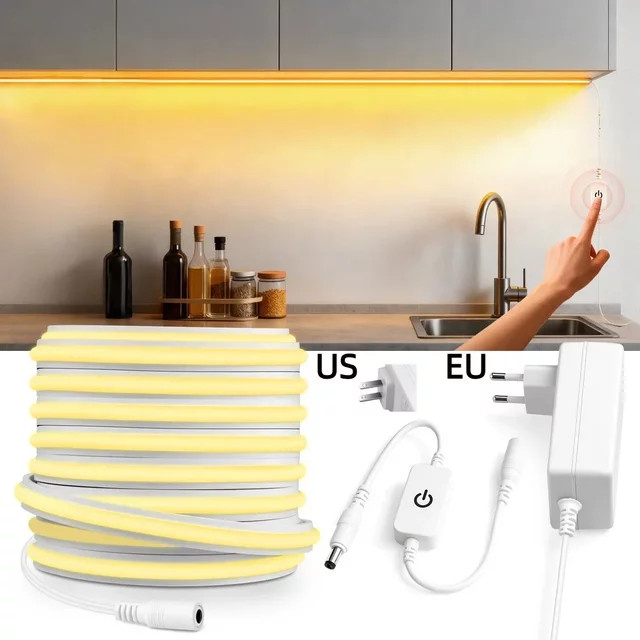 Gyarfas COB Neon LED Streifen Licht mit 280 LEDs pro Meter, Warmweiß, DC24V, dimmbar mit Touch-Schalter, Silikon Gel Rohr für Küche und Home - Bild 1