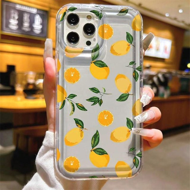 Stoßfeste TPU Handyhülle mit Sommer Frische Früchte Zitronenmuster für Apple iPhone 11 bis 16 Pro Max, Transparent Multicolour - Bild 1