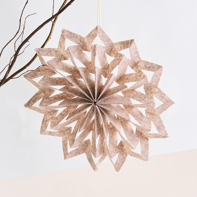 BLUME2000 Papier Dekohänger Schneeflocke in Taupe für Weihnachten und Winter - Bild 1