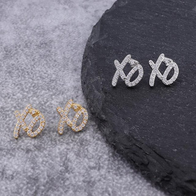 YIRAN jewelry Ohrringe, Edelstahl, Zirkonia, Buchstaben, Unisex - Bild 1