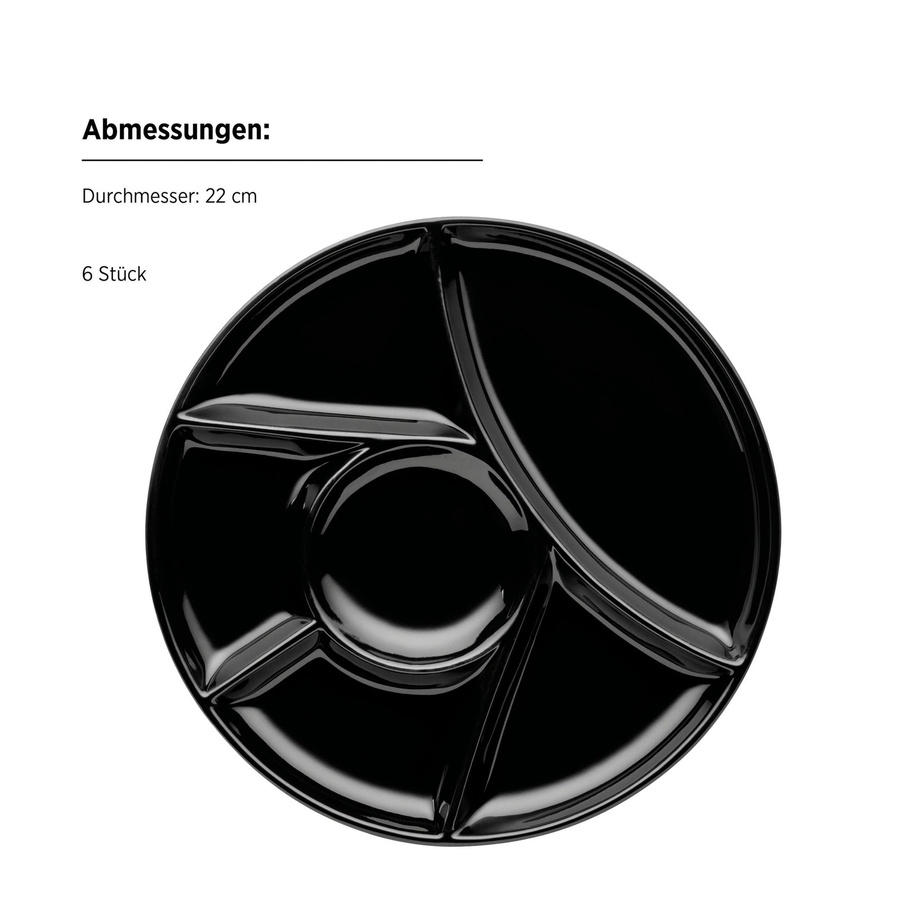 Mäser Fondueteller Set aus Porzellan in Schwarz, Durchmesser: 21,5 cm - Bild 2