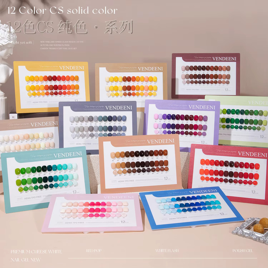 Vendeeni Nail Gel Polish Set, 12 Farben, HEMA-frei, glänzend - Bild 1