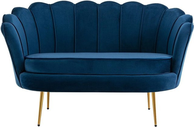 Pascal Morabito Muschelsofa Dandelion in Blau mit Samtbezug, Breite: 124 cm - Bild 1