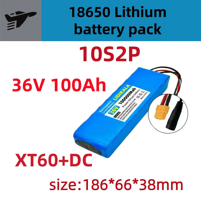 36V 10S2P 18650 Lithium-Akku mit 100Ah Kapazität in Blau mit XT60 und DC Dual-Interface für Elektroroller und faltbare Elektrofahrzeuge - Bild 7
