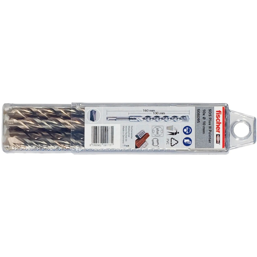 Fischer SDS Plus II Pointer Hammerbohrer Silber Durchmesser: 12,0 mm, Länge: 100 mm, Gesamtlänge: 160 mm - Bild 2