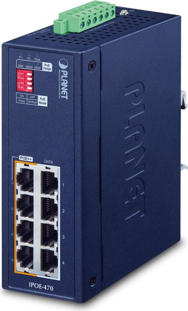 PLANET IP30 Industrial 4-Port Power over Ethernet (PoE) Switch Blau (IPOE-470) - Bild 1