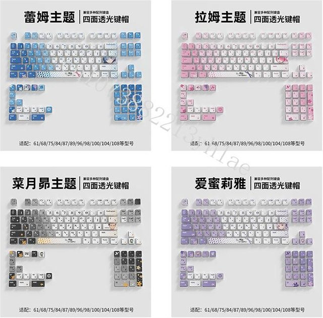 Bandai Re:Zero Emilia RAM REM Anime Tastenkappen aus PBT-Material in Multicolour - Bild 1