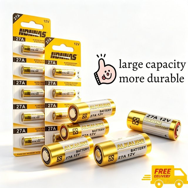 NDNNAS 27A Alkaline-Batterie A27 12V Gold für Fernbedienungen, Türklingeln und elektronische Geräte - Bild 1