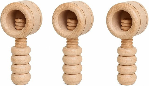 Dekohelden24 3er Set Handgemachte Nussknacker aus Holz in Braun, Beige und Multicolour, B/T/H: 6 x 6 x 12 cm