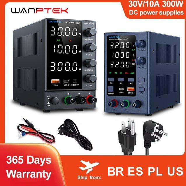 Wanptek DC Labor-Netzteil Schwarz mit einstellbarer Spannung und Stromstärke 30V 10A 60V 5A 120V 3A - Bild 1