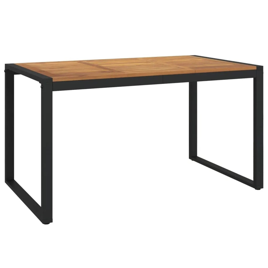 vidaXL Gartentisch aus Massivholz Akazie in Braun mit Beinen in U-Form im industriellen Look B/T/H: 140 x 80 x 75 cm - Bild 2