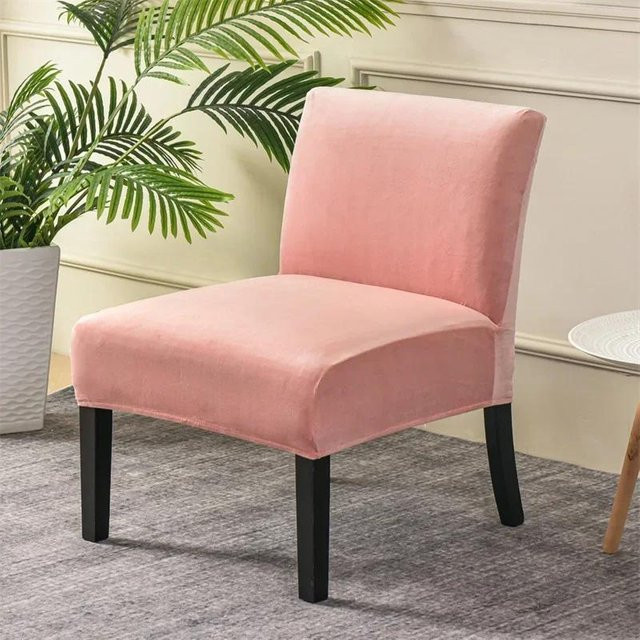 Ärmelloser Samt Stuhlbezug für Einzelsofas in Pink, elastischer Stretch-Bezug im nordischen Design - Bild 1