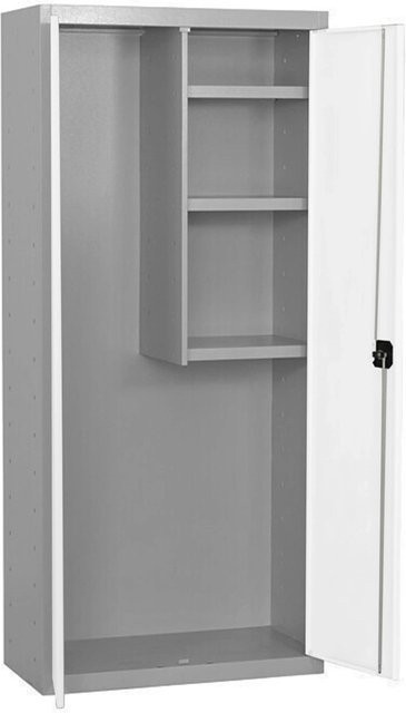 PROREGAL Putzmittelschrank AMEGO Metallschrank in Weiß-Grau mit 3 Fachböden und Schloss, H x B x T: 180 x 80 x 40 cm - Bild 1
