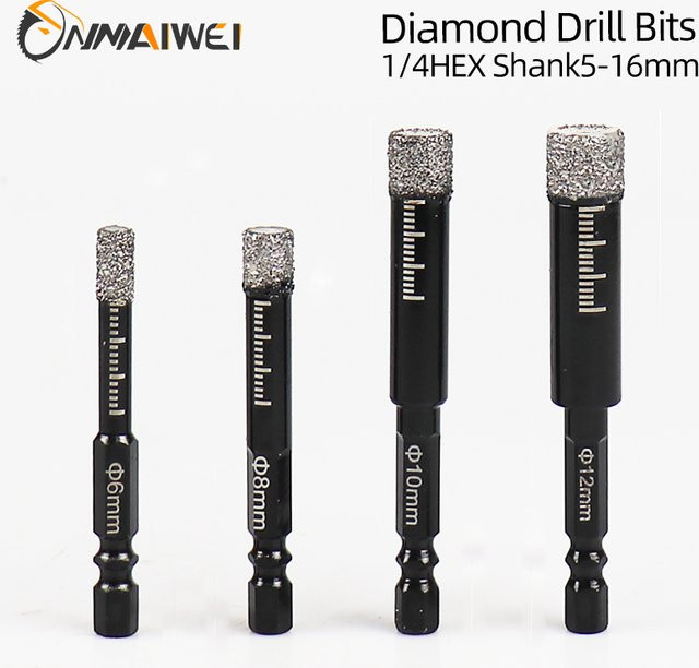 Onmaiwei Diamant-Lochsäge Set mit Sechskantschaft für Keramik, Marmor, Granit und Porzellan, Lochöffner für Trockenkeramikfliesen, 5–16 mm - Bild 1