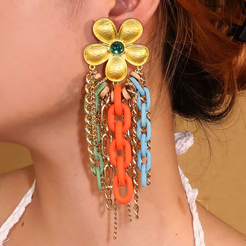 Ohrringe und Kette, bunte Blume, Damen - Bild 2