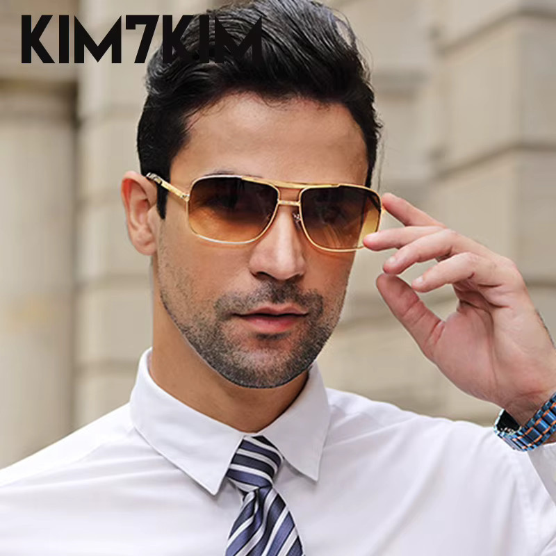 KIM7KIM Sonnenbrille, quadratisch, Vollrand, gold, Unisex - Bild 3