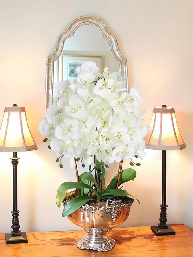Uflower Künstliche Schmetterlings-Orchidee aus Seide in Weiß für Hochzeitsstrauß und DIY-Dekoration - Bild 2