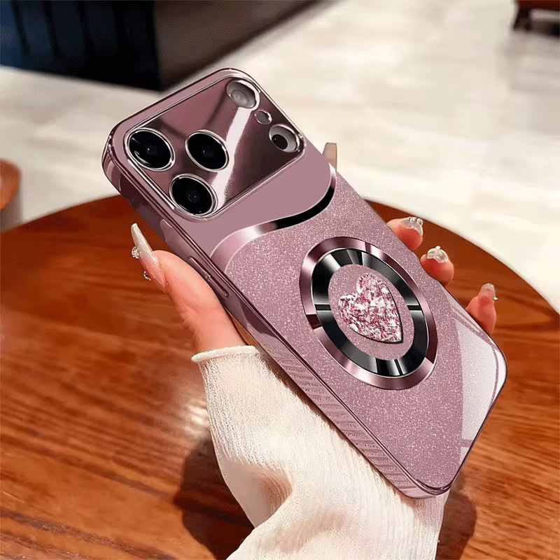 Rosa Handyhülle mit Herz-Muster aus gehärtetem Glas für Apple iPhone 11 bis iPhone 17 Pro Max und Air Modelle - Bild 3