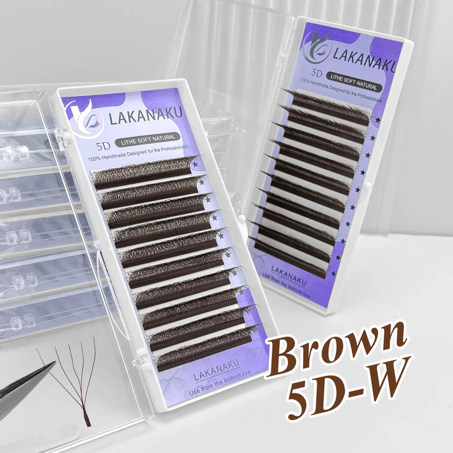 LAKANAKU Wimpernverlängerungen, Braune 5D Volumen-Fächerwimpern - Bild 2