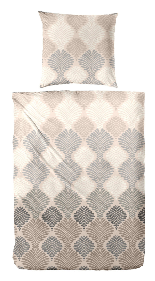 Primera Edelflanell Bettwäsche Orient Fächer in Beige und Grau, Material: Baumwolle, B/H: 155 x 220 cm mit Kissenbezug 80 x 80 cm - Bild 1