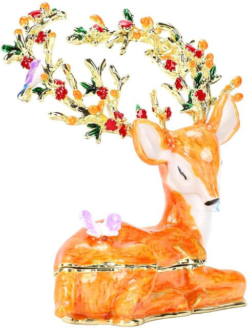 Schmuckschatulle Toys Arts, Emaille, Hirsch, Strassstein, Orange Rot, Damen - Bild 1