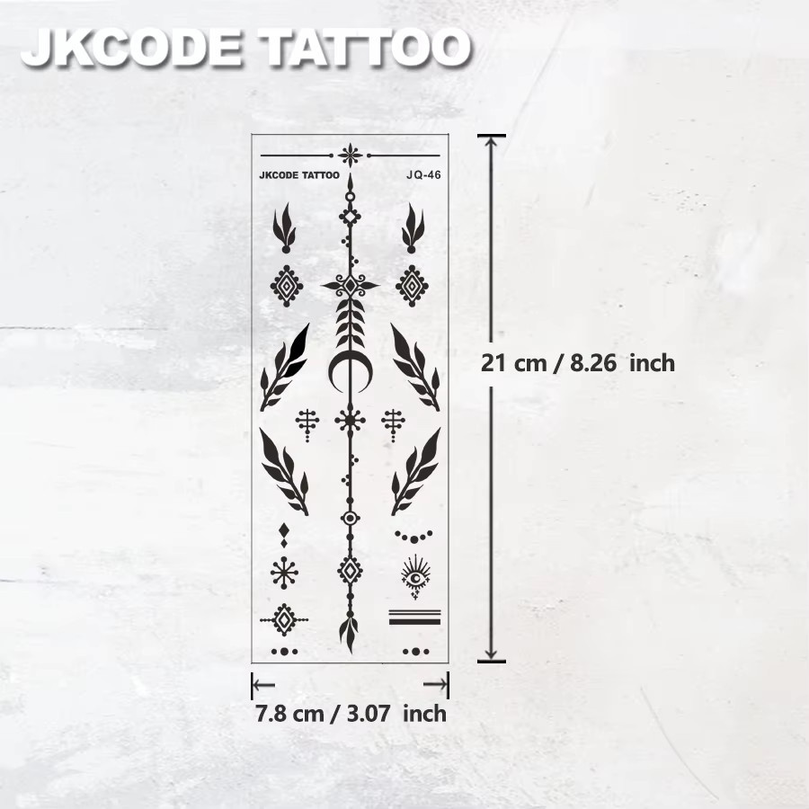 JKCODE TATTOO Handtattoo Damen, Henna Blatt- und Rosenmuster - Bild 3