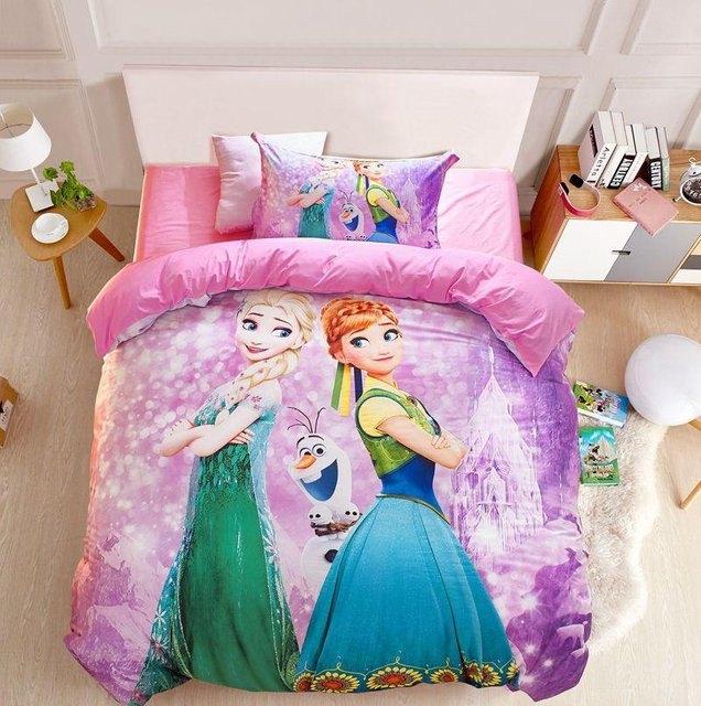 Paslu Bettwäsche-Set Eiskönigin Elsa und Anna mit Cartoon-Design, Blau, 3-teilig, B: 245 cm, H: 210 cm - Bild 1