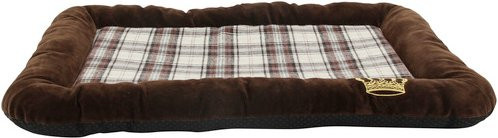 Heim Hunde- und Katzenmatratze Krone aus Samtgewebe in Braun, B/T/H: 70 x 47 x 6 cm - Bild 1