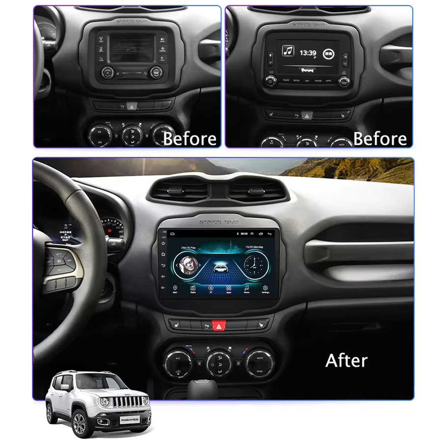 Icreative Android Autoradio mit GPS und drahtlosem Carplay für Jeep Renegade 2016-2018 in Schwarz - Bild 2
