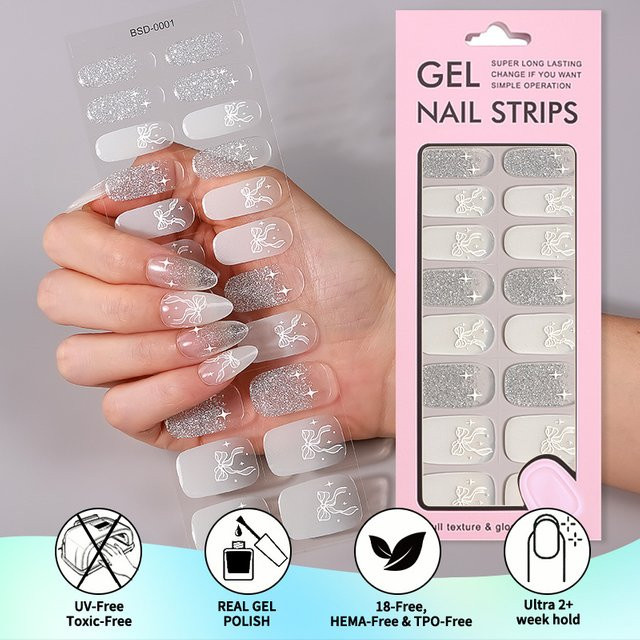 JUMEWZC Gel-Nagelfolien mit Glitzer, 22 Stück - Bild 1