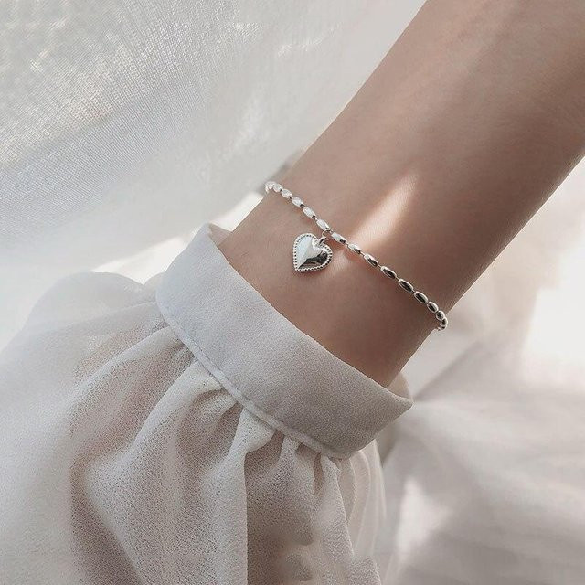 YIRAN Jewelry Armband, 925 Silber, Herz Charm, Damen, 18,5 cm - Bild 1